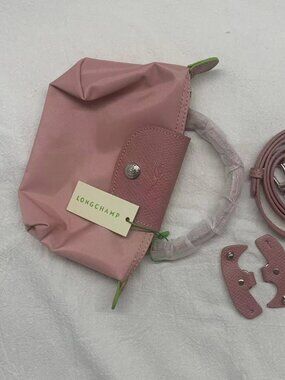 🌸Longchamp Le Pliage Pouch – Pink Mini Crossbody